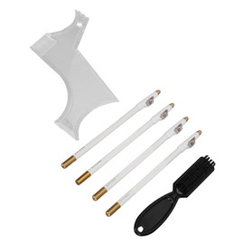 Beard Shaper, Beard Straightener For Men Beard Lineup Tool Beard Stencil Beard Guide with 4 Barber Pencils For At-Home and Travel Grooming (White)
