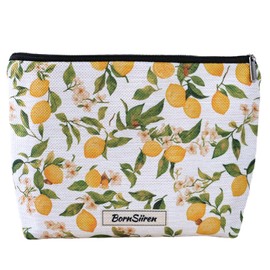 BornSiiren Makeup Bag Lemon Cosmetic Bag for Women Coquette Aesthetic Toiletry Bag Pouch Purse Organizer Travel Accessories Storage with Lining