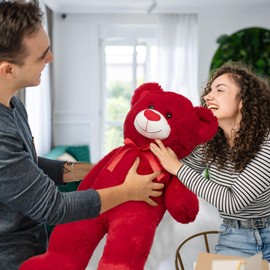 HollyHOME Big Teddy Bear Stuffed Animal Large Bear Plush with Red Heart for Girlfriend and Kids 36 inch Red