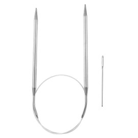 HARFINGTON Circular Knitting Needles 23.62" Stainless Steel US 9/5.5mm Knitting Needles 5.51" Short with Large Eye Sewing for Fast Knitting Sweater Sleeves