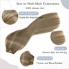 Sew in Hair Extensions Real Human Hair, Ash Blonde Balayage
