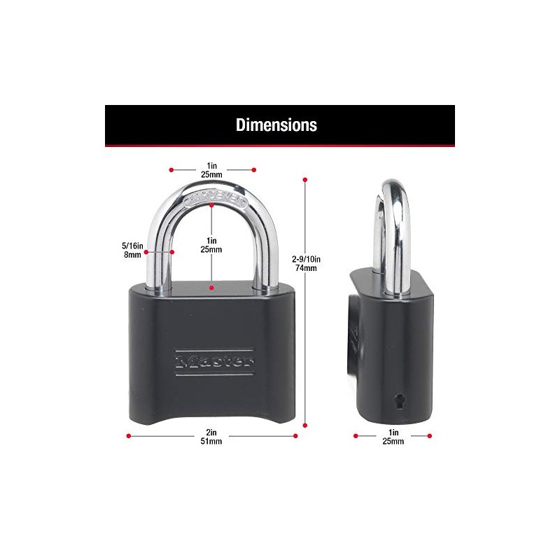 Master Lock 178D - Candado de combinación, 1 paquete, Negro