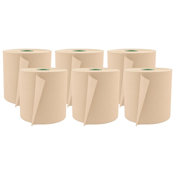 Cascades® 100% Recycled Hardwound 1-Ply 7 1/2" Roll Towel For Tandem®, 775', Moka, 6 Rolls Per Case