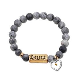 Uloveido Fashion Natural Stone Faith Bracelets Charm with Heart Mustard Seed Best Wish Bracelets for Women Men Y2001-3