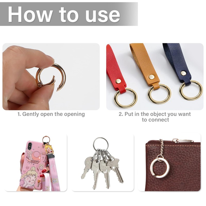 Pavlleen Pack of 40 Round Carabiner Keyrings, Round Carabiner Hook,