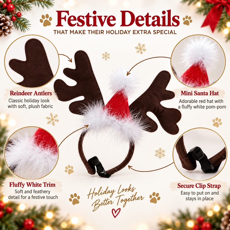 Reindeer Antler Pet Headband for Dogs & Cats – Christmas