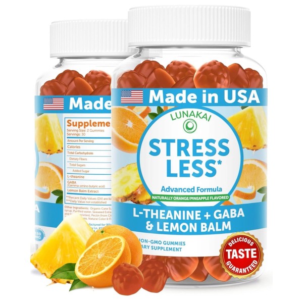 Lunakai Stress Less 60 Gummies with L-Theanine GABA Lemon Balm