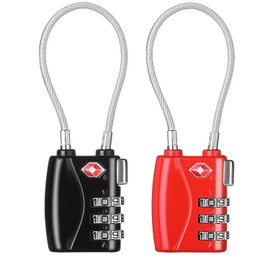 TSA candado para equipaje, combinación de cable para equipaje de viaje, gimnasio, bolsa de seguridad, juego para etiquetas de equipaje de veliz, Rojo y negro, Two_color