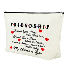 Best Friend Makeup Bag Gift for Women Friend Unique Birthday Gifts for Friends Female Teen Girls Friendship Gifts for Women Friends Christmas Graduation Gifts for BFF Travel Toiletry Bag
