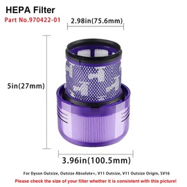 Replacement Filter Compatible with Dyson Outsize, V11 Outsize, V11 Outsize Origin, Outsize Absolute+ Vacuums. Compare to Part 970422-01