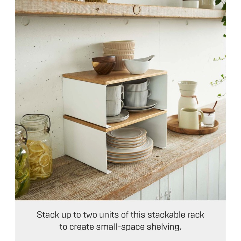 YAMAZAKI Yamazaki Home Wood-Top Stackable Kitchen Rack - Modern Counter