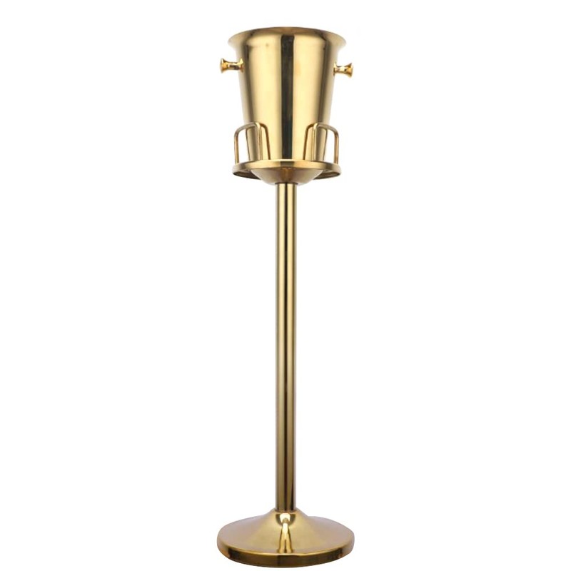 TITIDU Titanium Gold Ice Bucket Rack，Floor Standing Golden Champagne Ice
