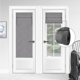 WDFour Blackout French Door Curtains, Triple Layers 100% Light Blocking & UV Protect, Noiseless Adjustable Roller Shade, No Drill Window Blinds for Office, Ward, Home (26" Wx70 L,Dark Gray,Pack of 1)
