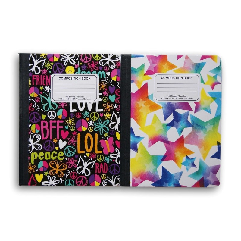 Composition Book, Wide Ruled, 100 Sheets, Assorted Colors, 7.5" x