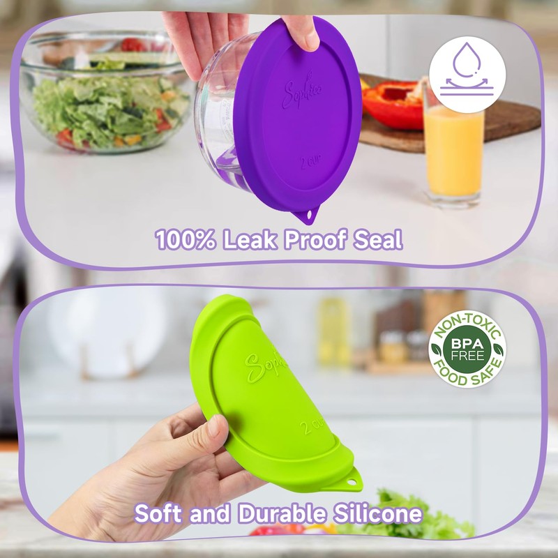 Sophico 2 Cup Round Silicone Storage Cover Lids Replacement for
