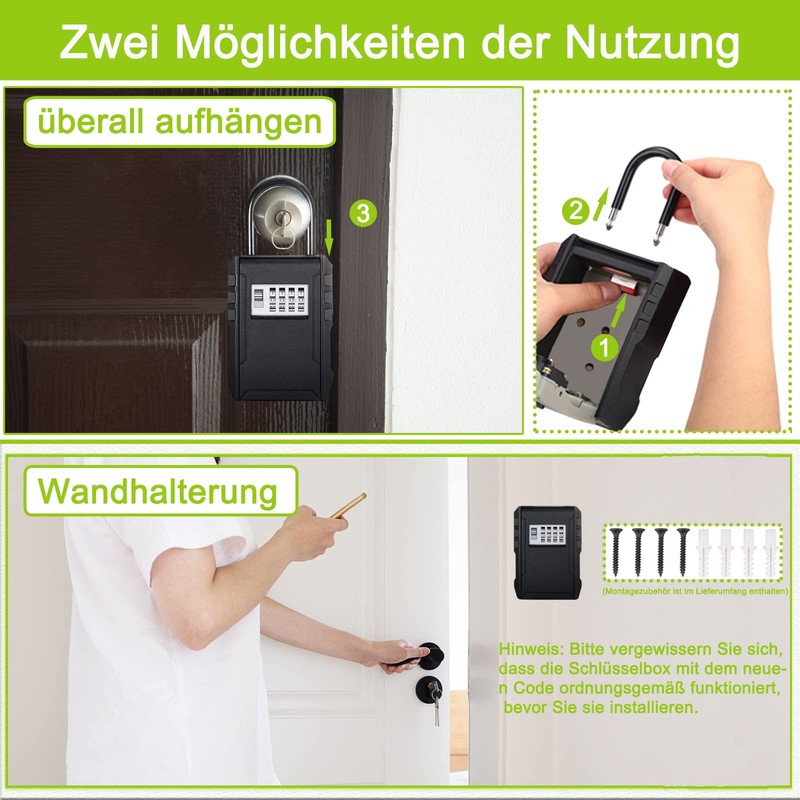 ZHEGE Key Cabinet with Number Code, Key Safe Outdoor, 4-Digit