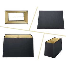 Royal Designs, Inc. HB-613-12BLK Rectangle Hardback Lamp Shade, (5 x 10) x (8 x 12) x 9.5, Black with Gold