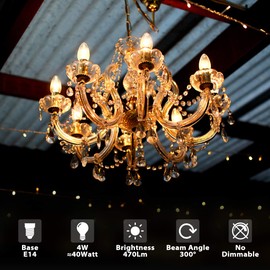 Candle LED Lamp E14 for Chandelier Warm White Glass