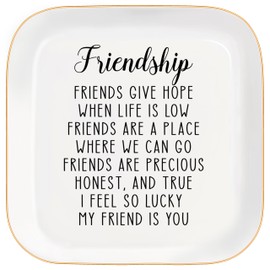 MQPPKJ Friend Gifts Trinket Dish for Women, Unique Friendship Gifts, Good Friends are Like Stars Ceramic Ring Dish Jewelry Tray for Birthday Christmas Gift for Mom, Sister, Best Friends (Friendship)