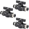 Pack of 3 Pneumatic Connectors, 8 mm, Black, Straight Pneumatic