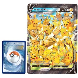 BB-Toy-Trades PKM Trading Card XXL Promo Card Pika V-Union SWSH139-142 - German - Fullart Holo Mega Jumbo Oversize Single Card with BB-Toy-Trades Sleeve (Pika V-Union DE)
