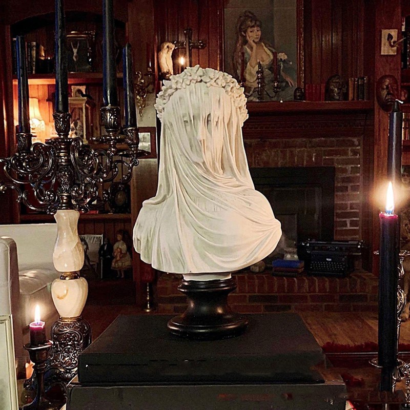 Veiled Lady Bust Veiled Maiden Bust Sculpture 9.8 inch Gothic