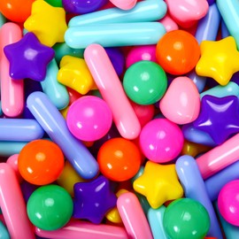 Heopeis Ball Pit Balls Stars Hearts Strip Shapes for Toddlers - 50 150 200 500 Plastic Toy Balls for Boy Girls Ballpit Play Tent Playhouse, Kids Pool Water Toys, Birthday Party Decorations