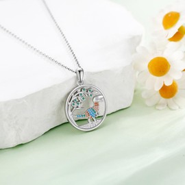 AXOMY Dinosaur Necklace for Women 925 Sterling Silver Dinosaurs Pendant Tree of Life Necklace Pendant Dinosaurs Jewelry Gifts For Women
