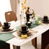 18Pc Darkbeige Elegant Cookware Plates Simple Design Stoneware Ceramic Dishes