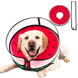 Inflatable Dog Cone Collar with Enhanced Anti-Licking, Soft Neck Donut for Dogs Cats, Recovery Pet Cone Collar After Surgery for Large Medium Small Dogs… (Watermelon, X-Large)