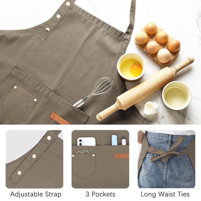 WENYA 2 Pack Kitchen Apron for Women, Unisex Adjustable Cooking