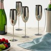 Oak & Steel - 4 Silver Stainless Steel Champagne Flutes