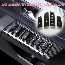 MUXEE 4pc Window Lift Switch Panel Cover Interior Decoration for Honda CRV CR-V 2023 2024 2025 - ABS carbon fiber Sport Interior Accessories