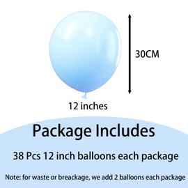 Balloons Pastel Blue 12 Inches, Pack of 36 Macaron Blue Balloons Helium Balloons, Light Blue Latex Balloons, Party Balloons for Birthday, Wedding, Gender Reveal, Bridal Shower, Baby Shower Decorations
