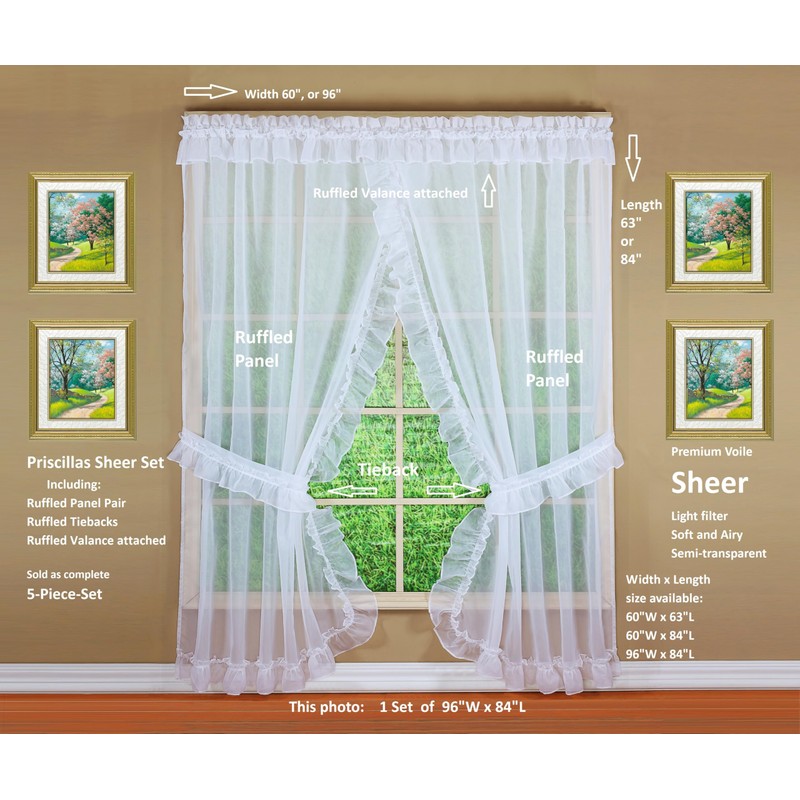 Today's Curtain, Emelia Priscilla Sheer Pair 60" W x 63"