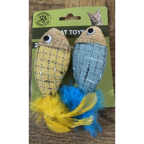 Unbranded Fish Feather Cat Toy 1ea 2pk-Brand New-SHIPS N 24