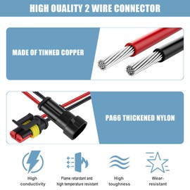 2 Pin Waterproof Wire Connector, 18AWG 10cm Male and Female Wire Connector Suitable for Car, Truck, Boat, and Various Applications (5 Pack)