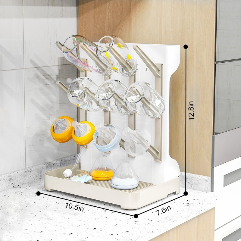 GoMaihe Baby Bottle Drying Rack: Space Saving Vertical Bottle Dryer