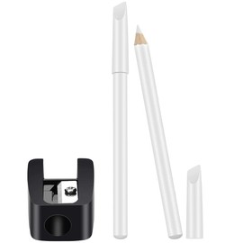 2 Count White Nail Pencil and Pencil Sharpener Set, 2 In1 Nail Whitening Pencils Under Nail French Fingernail Pencils with Cuticle Pusher and Handheld Pencil Sharpener for DIY Art Manicure Supplies