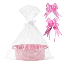Gift Basket Hamper Kit, Gift Basket Empty with Pull Bows for Wedding Birthday Storage Easter(31 x 21 x 13 CM)