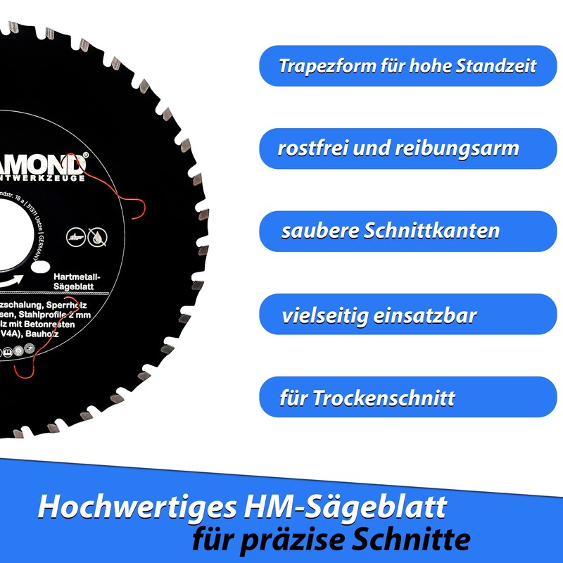 LXDIAMOND Carbide Saw Blade 150 mm for Wood, Metal, Steel