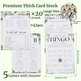 Leislite Bridal Shower Games 5 Bachelorette Party Games Double-Sided Card Bingo Games Girls Night Wedding Game Tropical Hawaiian