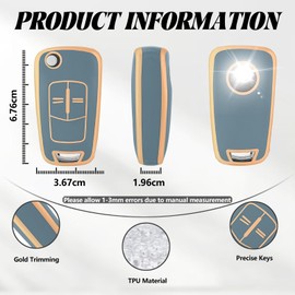 TOOMUME Key Cover TPU Car Key Case Fits Vauxhall Astra Antara Agila Corsa Cascada Insignia Mokka Meriva Tigra Vectra Zafira Key Cover Protection Key Case - Flip Key