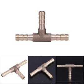 3 Way Hose Joiner,Brass T Piece 3 Way Fuel Hose Joiner Connector for Compressed Air Oil Gas Pipe 6mm