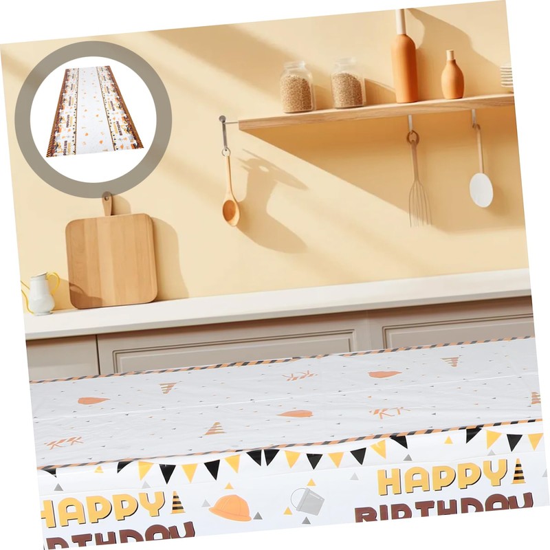 STOBAZA Construction Vehicle Theme Birthday Party Tablecloth Outdoor Fitted Tablecloths