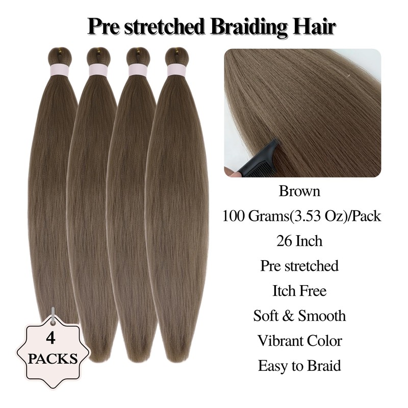 Ash Brown Braiding Hair Pre stretched Synthetic Boho Hair for