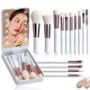 Set de Brochas de Maquillaje, 14 Piezas, con Espejo LED