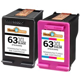 Houseoftoners Remanufactured 2-Pack Ink Cartridges Replacement for HP 63XL Black and Color Envy 4520 Deskjet 1112 2130 3630 3631 3632 Officejet 3830 4650 4655 5212 5255 5258 (1-Black & 1-Color)