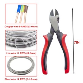 7-Inch Heavy-Duty Diagonal Cutting Pliers, Side Cutters,Flush Cutters,Wire Cutters for Electrical, Artificial Flowers and Homes