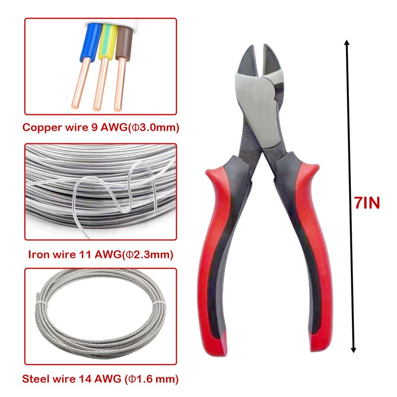7-Inch Heavy-Duty Diagonal Cutting Pliers, Side Cutters,Flush Cutters,Wire Cutters for